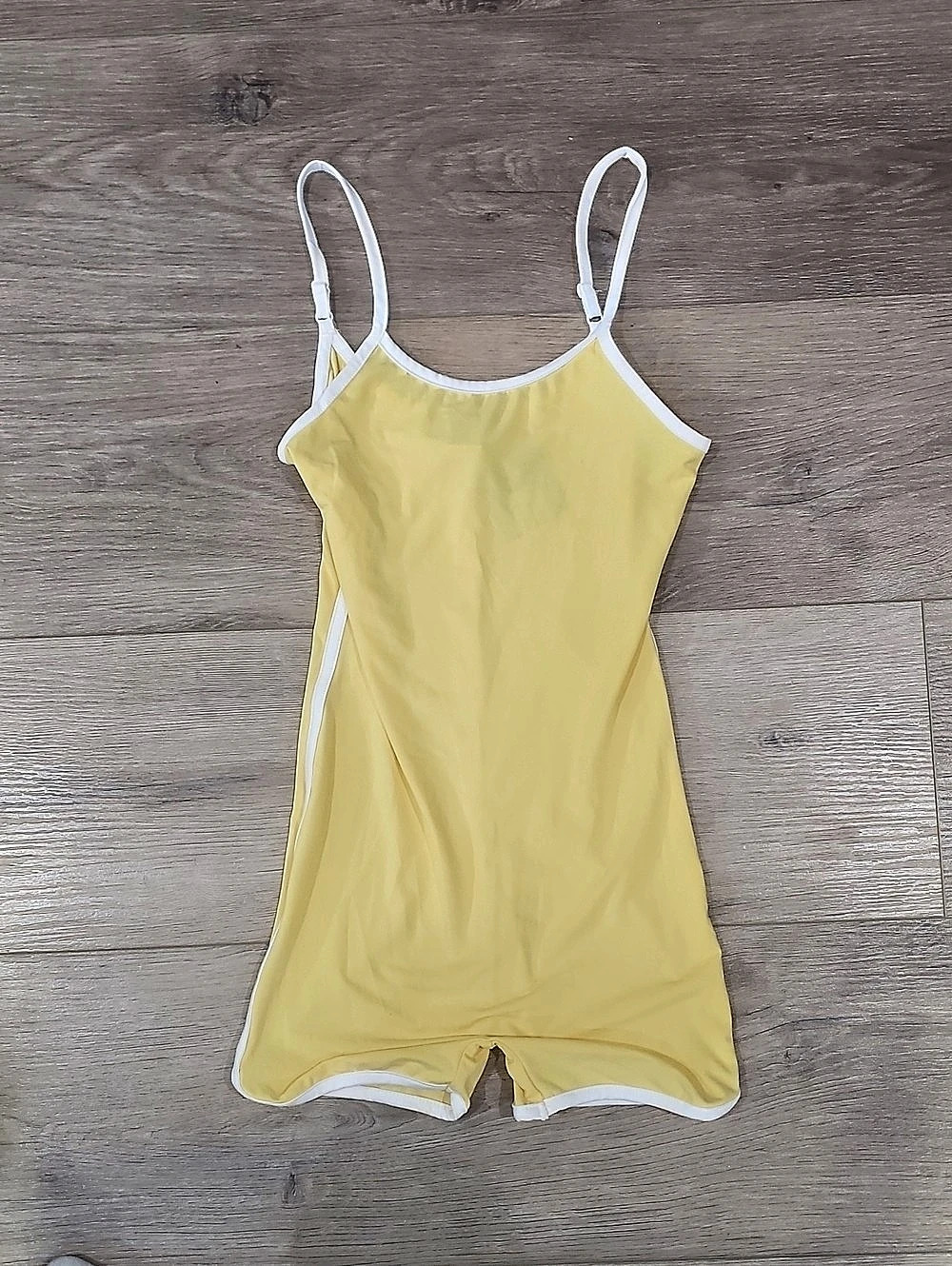 Fashion Nova Go The Extra Mile Active Romper Yellow & White Small
